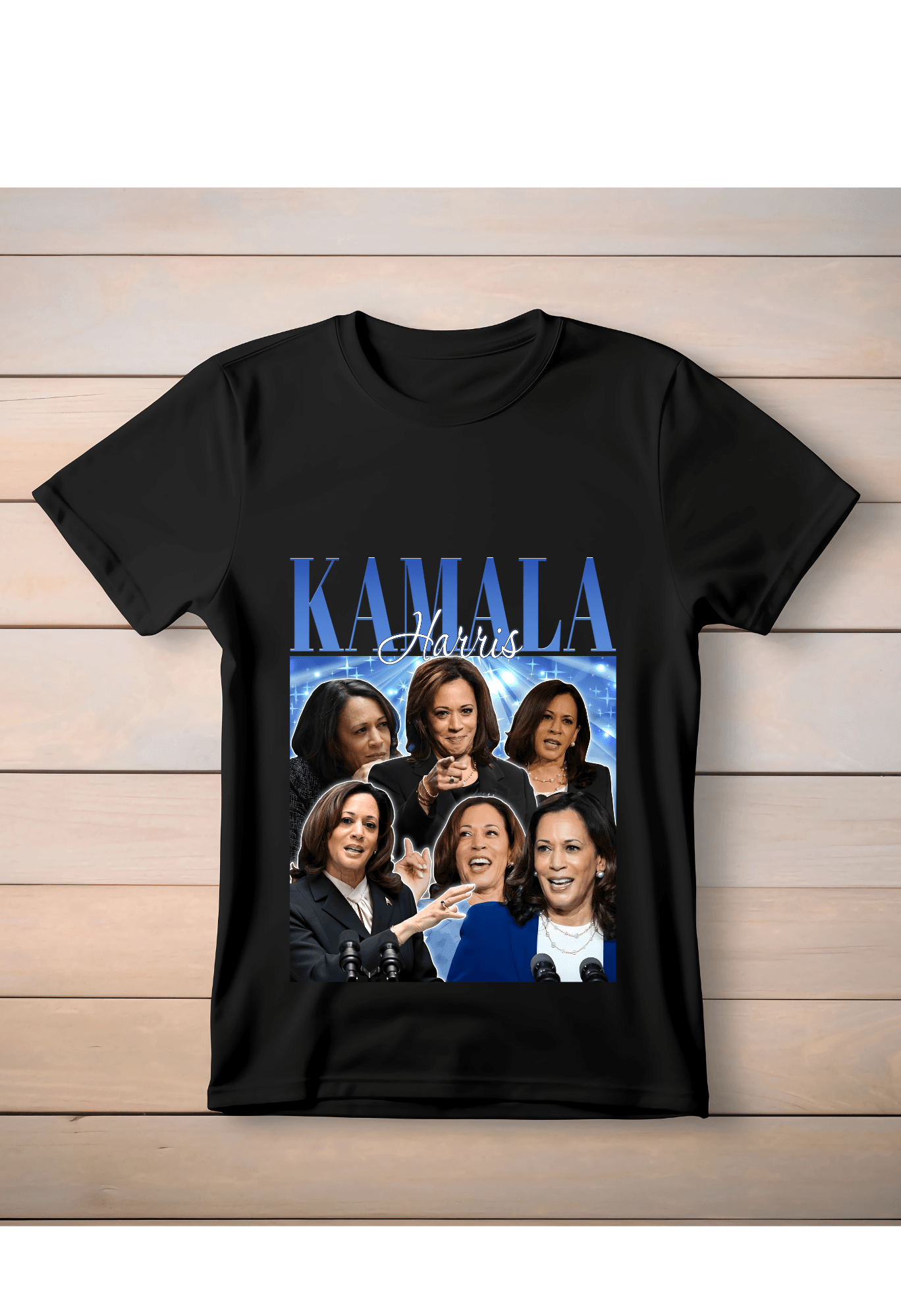 Kamala Harris Blue Collage Graphic T-Shirt