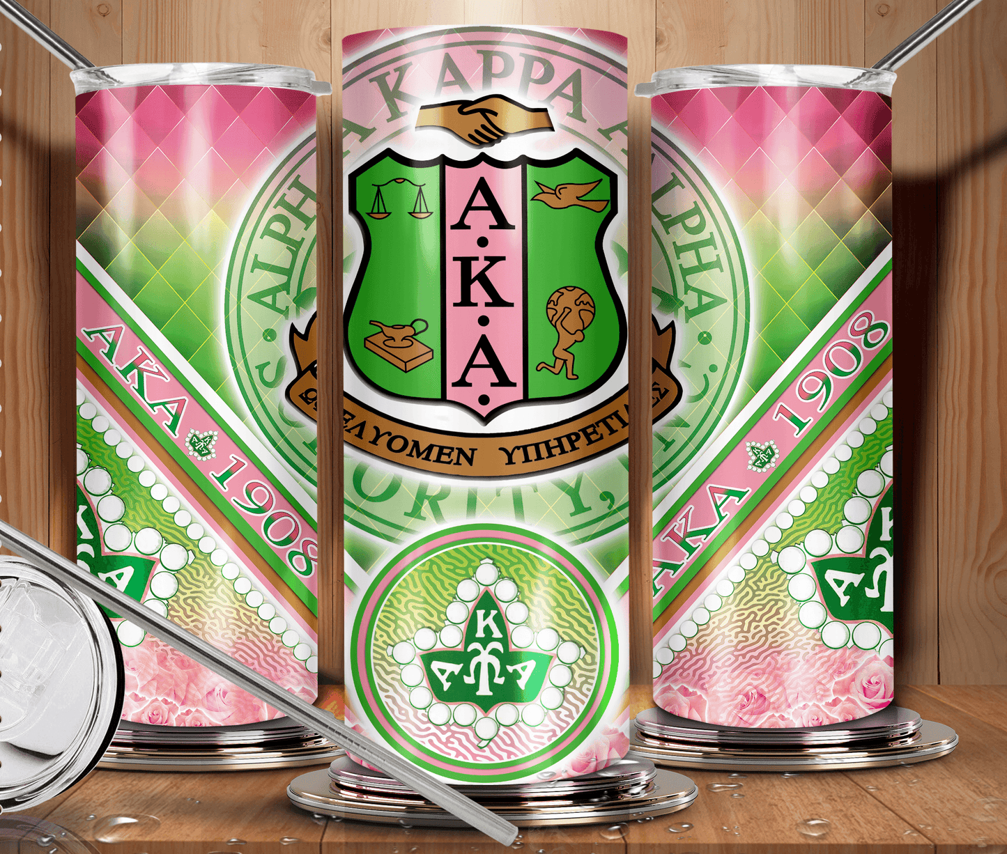Alpha Kappa Alpha Sorority 20 oz. Skinny Stainless Steel Tumbler - Uneek Boutique by Dee