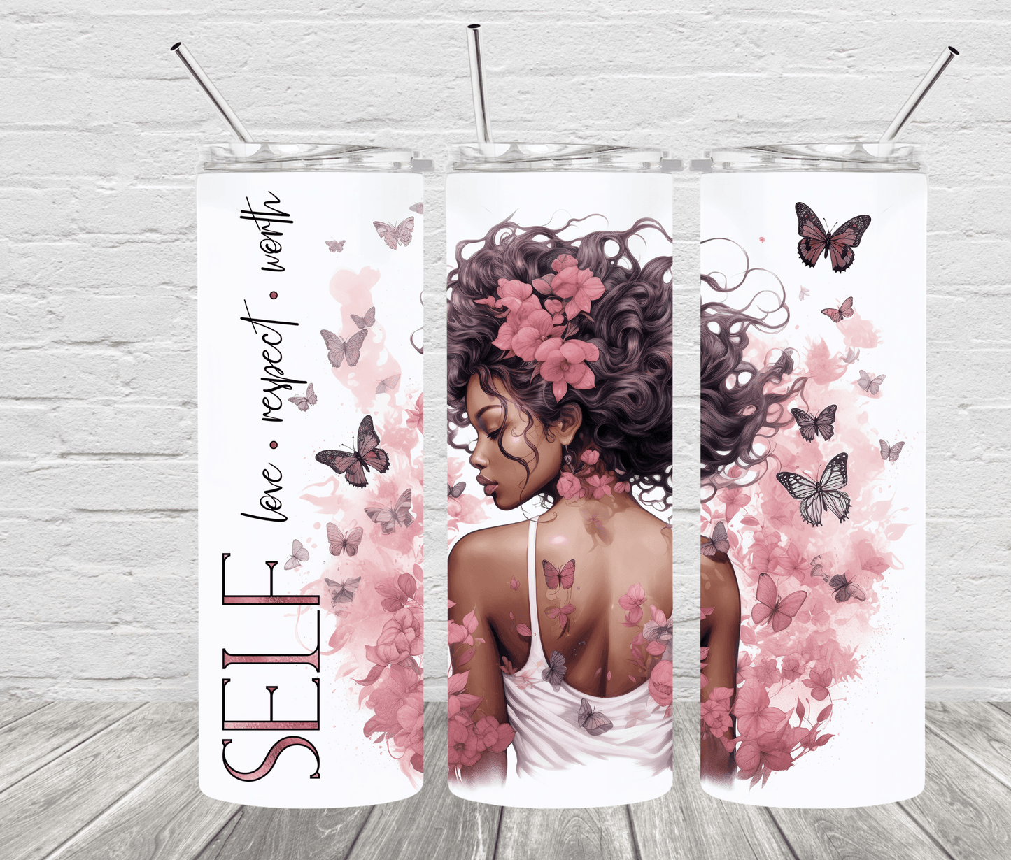 Self Love Respect Worth 20oz Stainless Steel Tumbler - Uneek Boutique by Dee