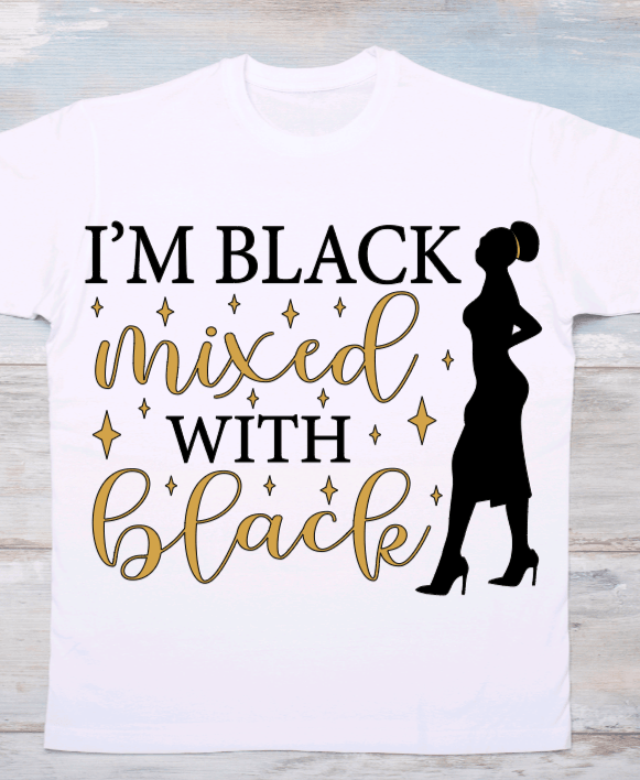 Black Mixed with Black Graphic T-Shirt - Uneek Boutique by Dee