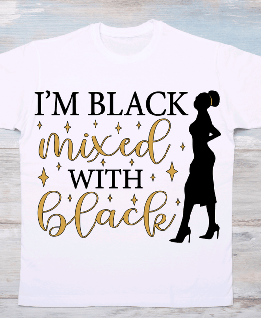 Black Mixed with Black Graphic T-Shirt - Uneek Boutique by Dee