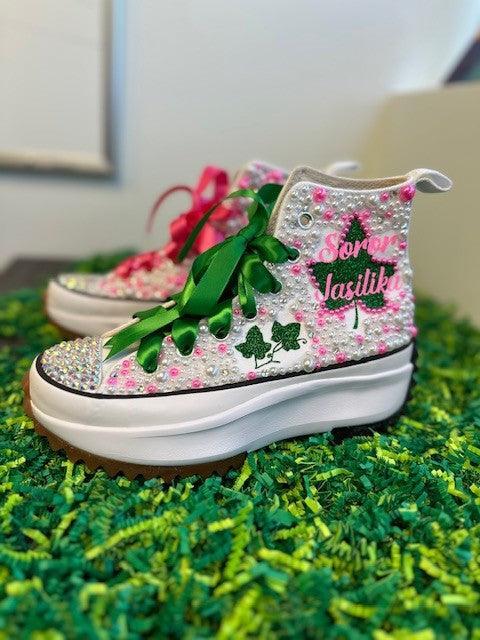 Alpha Kappa Alpha Sorority Bling Platform Converse Sneakers - Uneek Boutique by Dee