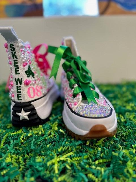 Alpha Kappa Alpha Sorority Bling Platform Converse Sneakers - Uneek Boutique by Dee