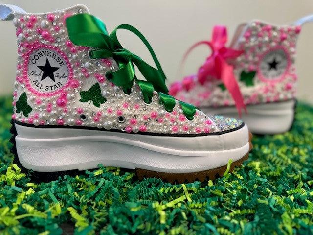 Alpha Kappa Alpha Sorority Bling Platform Converse Sneakers - Uneek Boutique by Dee