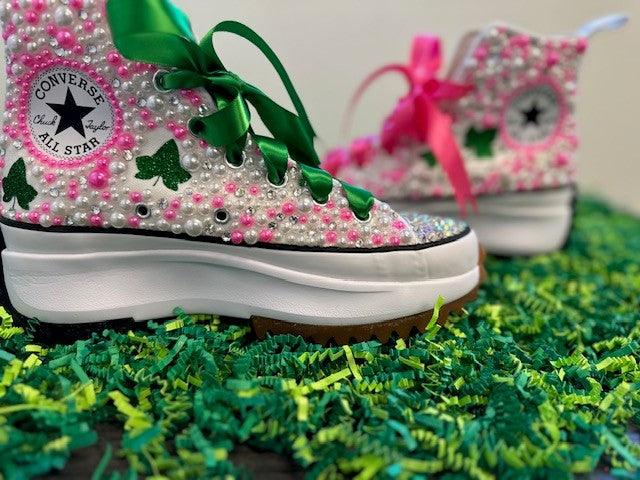 Alpha Kappa Alpha Sorority Bling Platform Converse Sneakers - Uneek Boutique by Dee