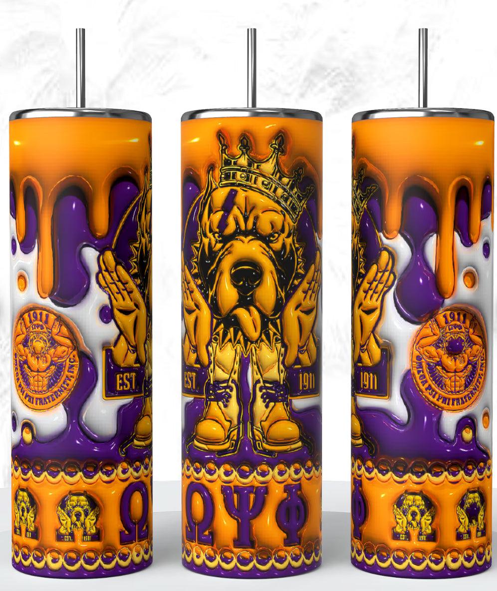 Omega Psi Phi Que Dawg 20oz Stainless Steel Tumblee - Uneek Boutique by Dee