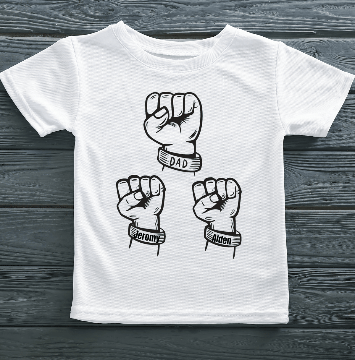 Dad plus Kids Fists Personalized Graphic T-Shirt - Uneek Boutique by Dee