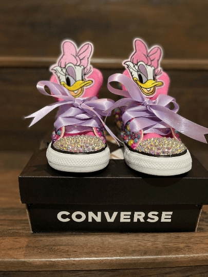 Daisy Duck Bling Custom Pink Converse Sneakers Uneek Boutique by Dee
