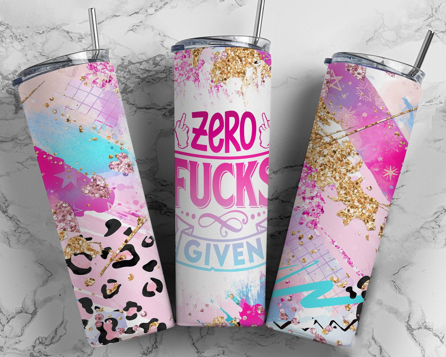 Zero f*cks Given 20 oz Skinny Stainless Steel Tumbler - Uneek Boutique by Dee