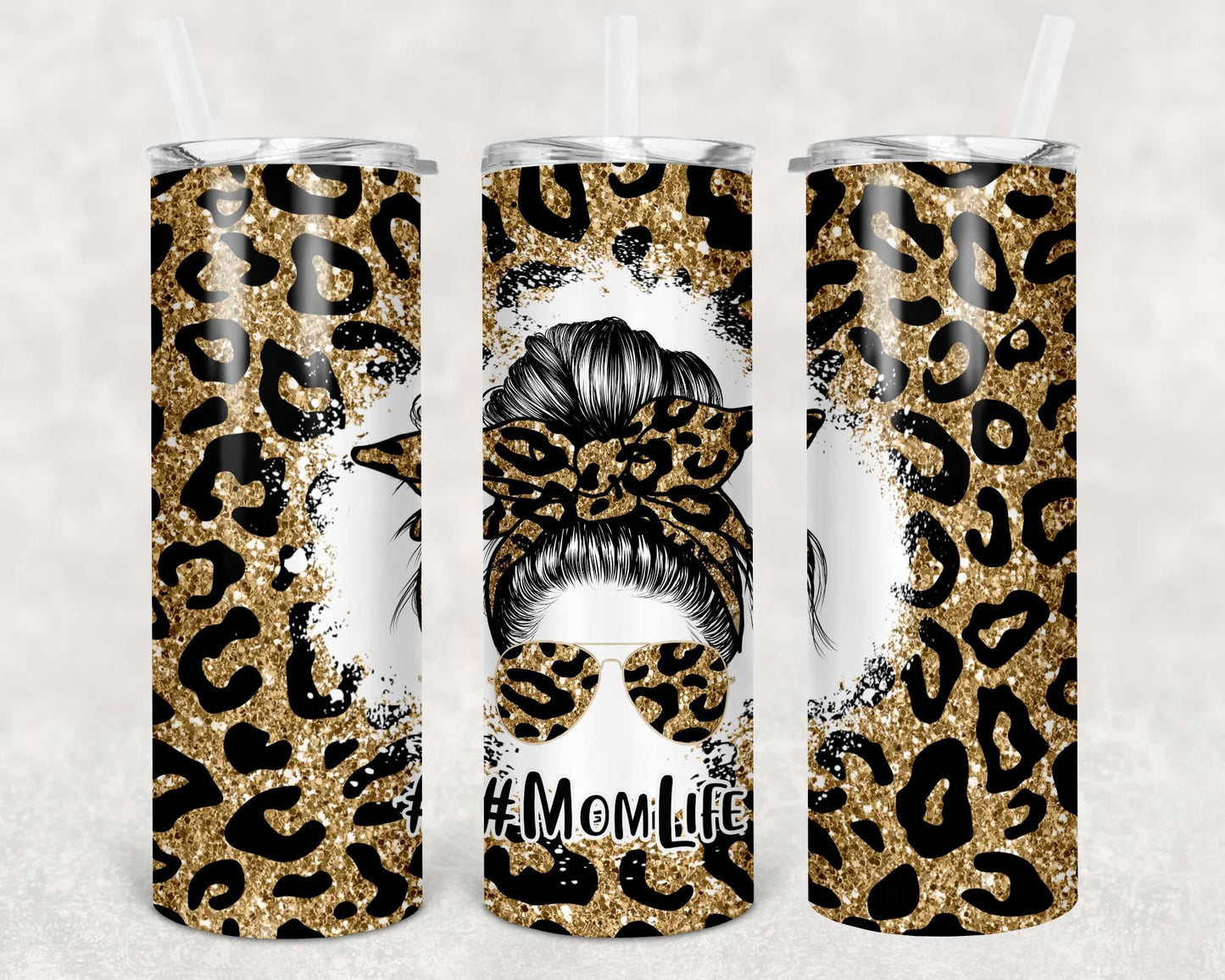 Mom Life Leopard Print 20 oz Skinny Stainless Steel Tumbler - Uneek Boutique by Dee