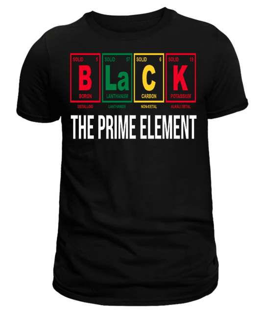Black the Prime Element Unisex Graphic T-Shirt - Uneek Boutique by Dee