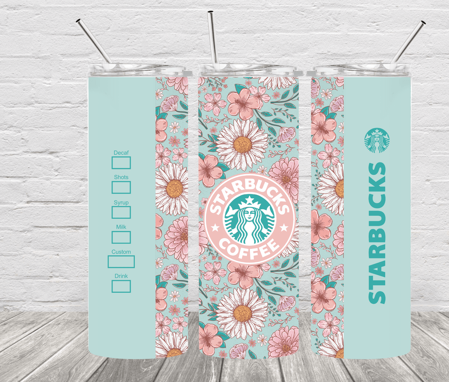 Starbucks Floral 20 oz Skinny Stainless Steel Tumbler - Uneek Boutique by Dee