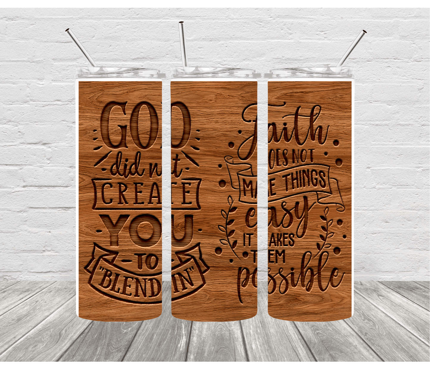 Faith Makes Things Possible 20 oz Skinny Stainless Steel Tumbler - Uneek Boutique by Dee