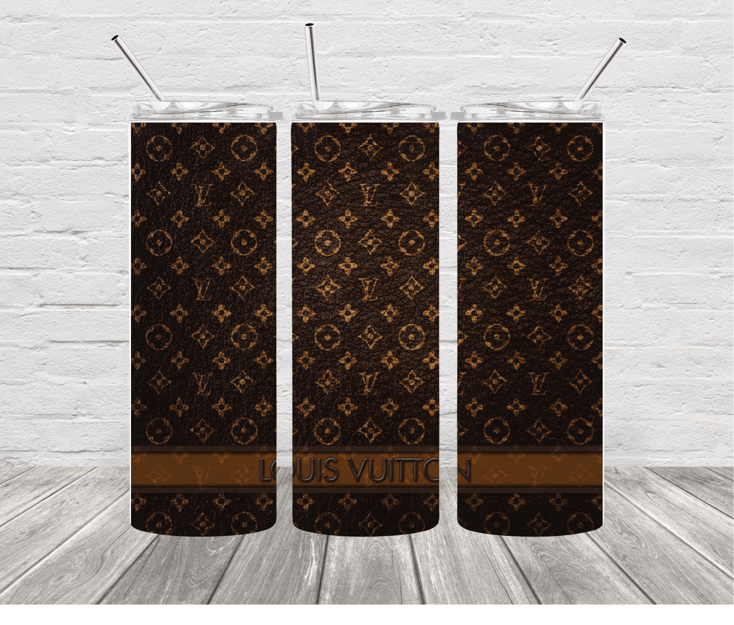 LV Inspired Brown 20 oz Skinny Stainless Steel Tumbler - Uneek Boutique by Dee
