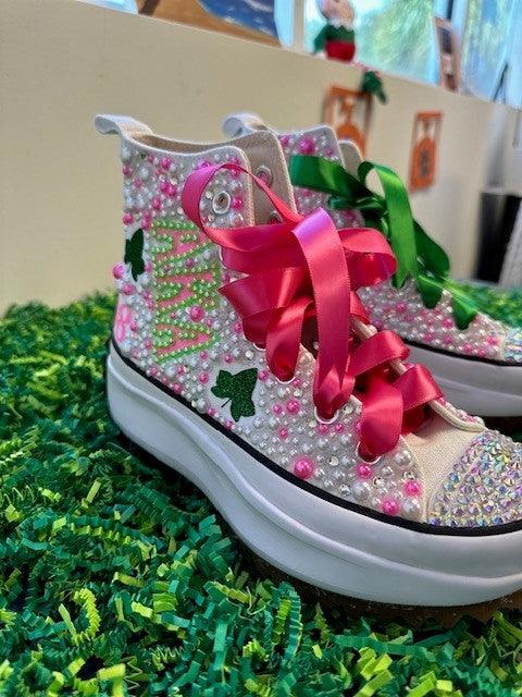 Alpha Kappa Alpha Sorority Bling Platform Converse Sneakers - Uneek Boutique by Dee