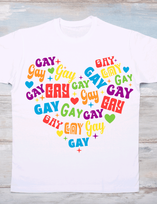 Gay Heart Love LGBTQ Graphic T-Shirt
