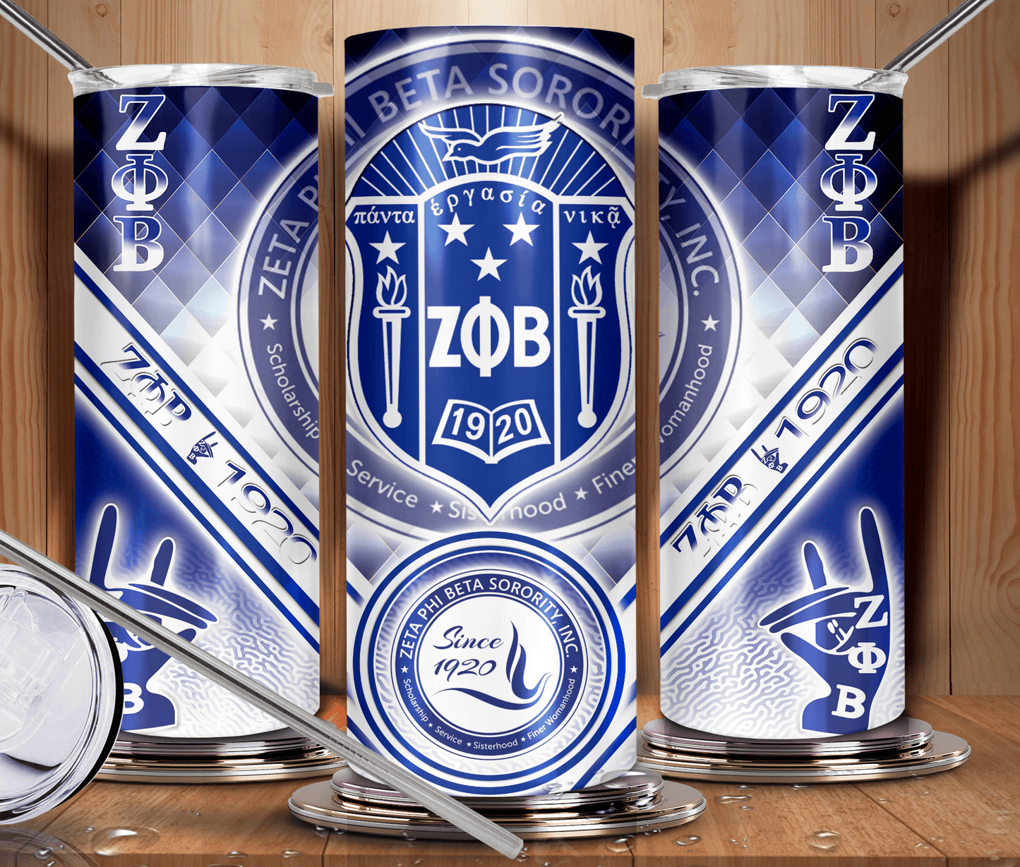 Zeta Phi Beta Sorority 20 oz. Skinny Stainless Steel Tumbler - Uneek Boutique by Dee