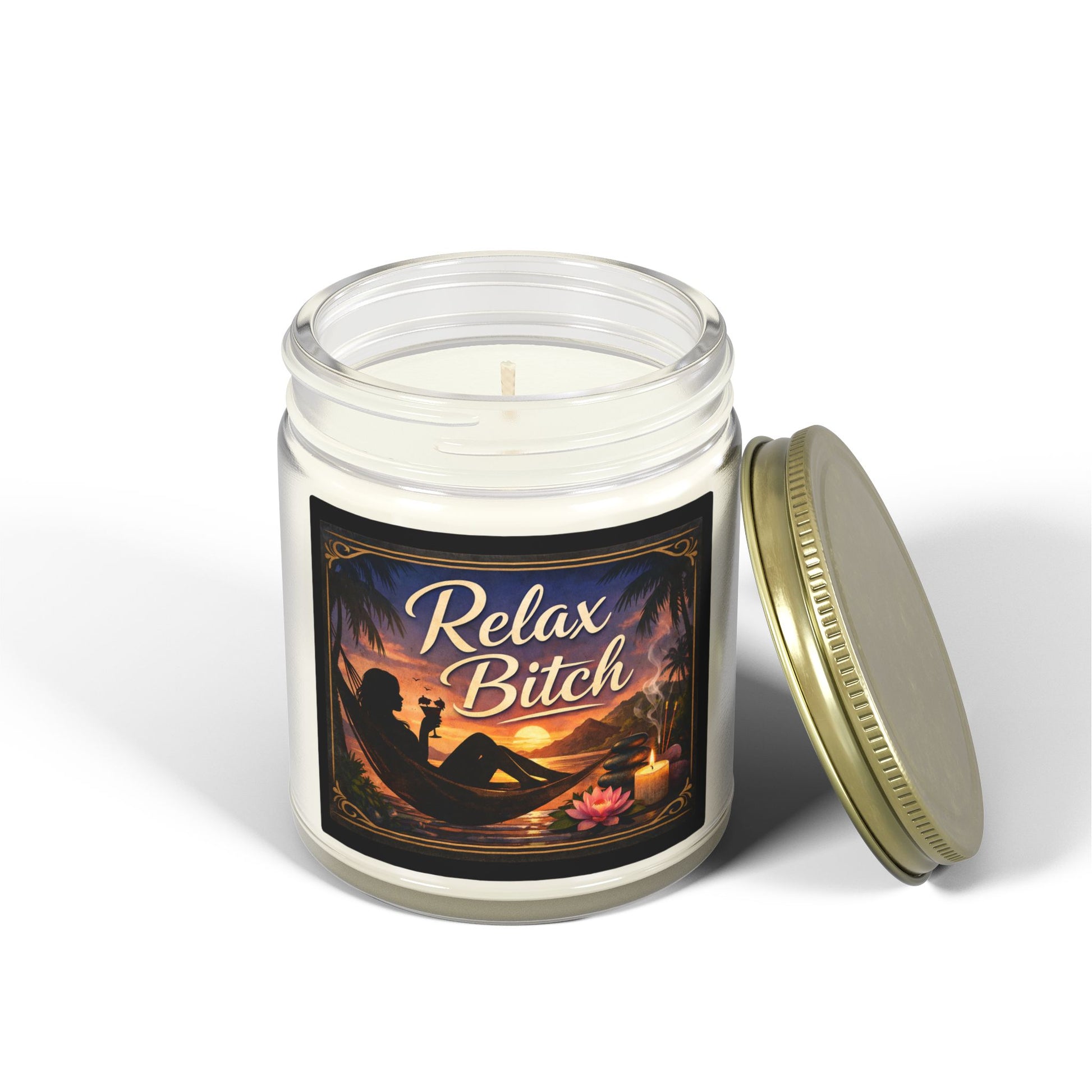Relax Bitch Scented Candle — Coconut Apricot Wax (4oz & 9oz) - Uneek Boutique by Dee