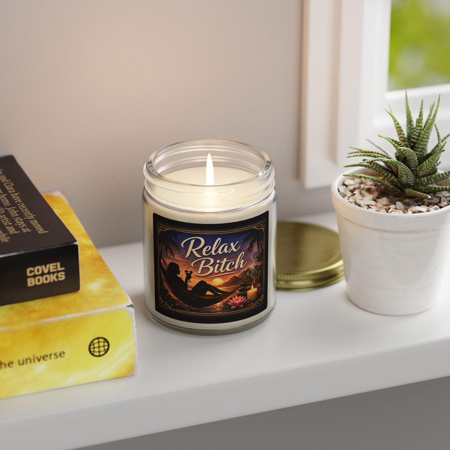 Relax Bitch Scented Candle — Coconut Apricot Wax (4oz & 9oz) - Uneek Boutique by Dee