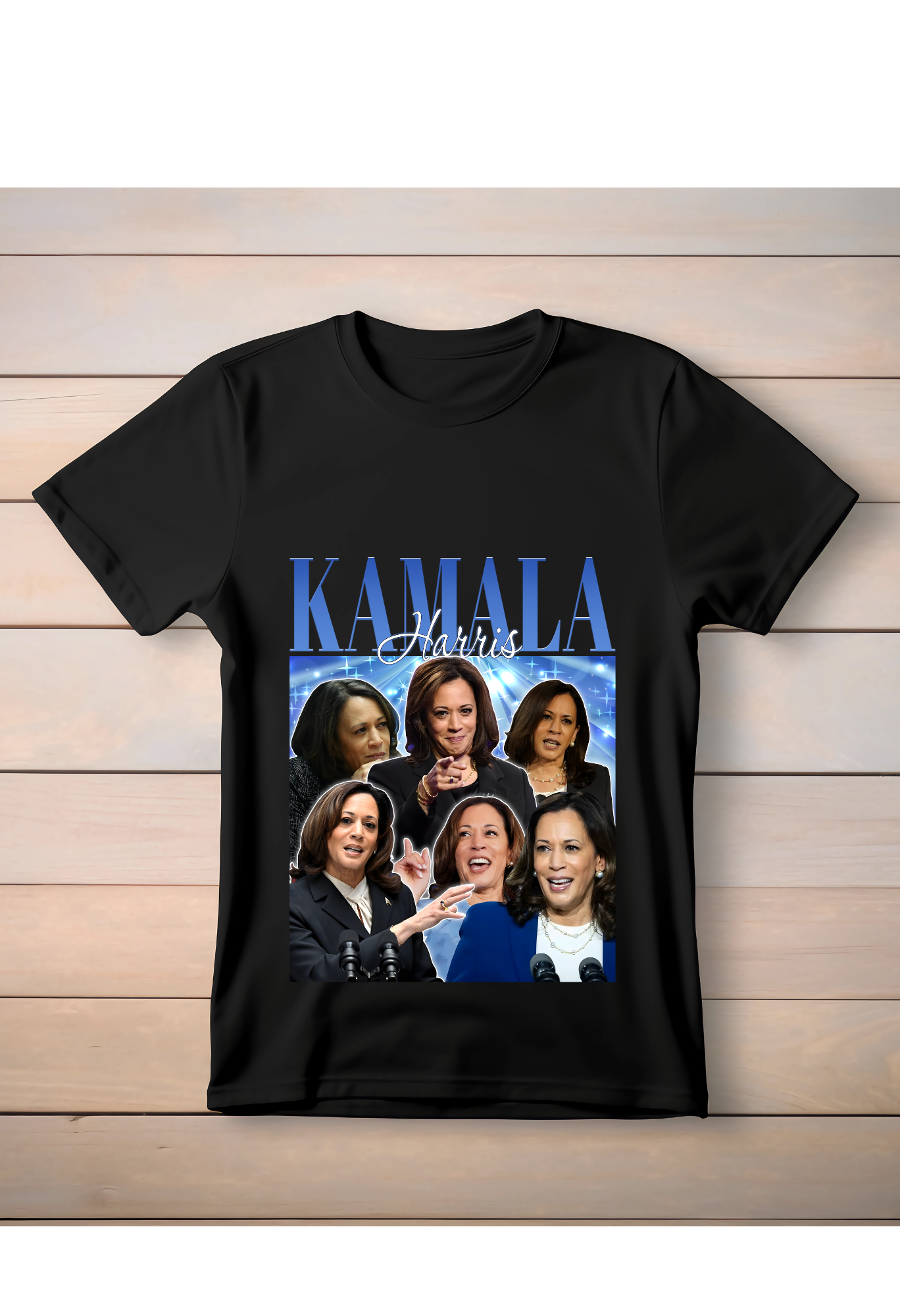 Kamala Harris Blue Collage Graphic T-Shirt