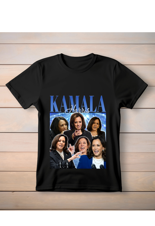 Kamala Harris Blue Collage Graphic T-Shirt