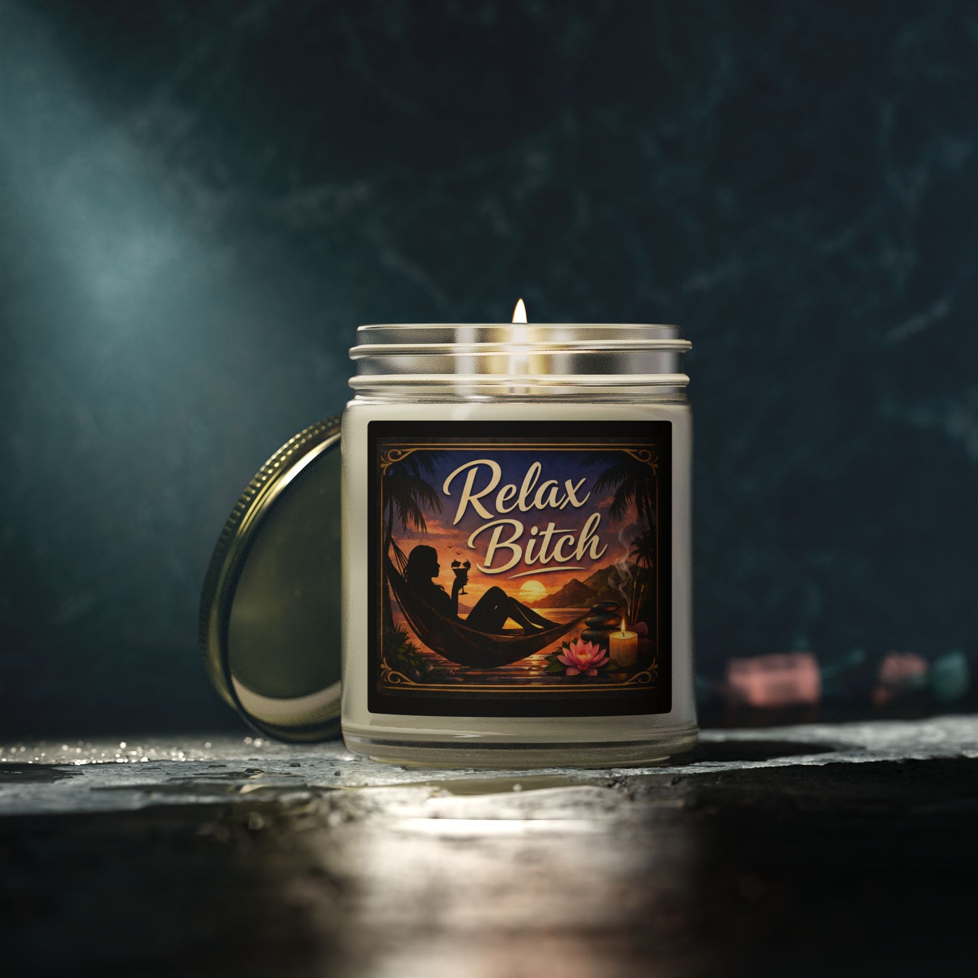 Relax Bitch Scented Candle — Coconut Apricot Wax (4oz & 9oz) - Uneek Boutique by Dee