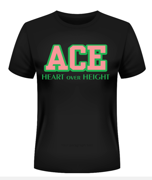 Ace Club Heart Over Height Greek Sorority T-Shirt - Uneek Boutique by Dee