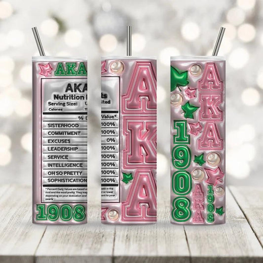 Alpha Kappa Alpha 20oz Stainless Steel Tumbler - Uneek Boutique by Dee