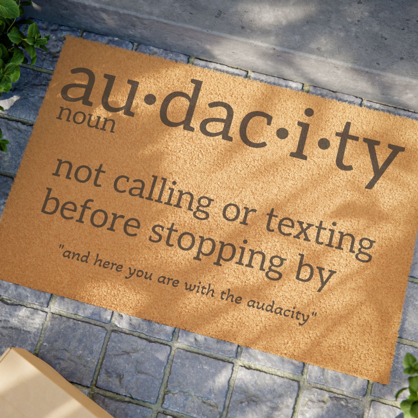 'Audacity' Funny Definition Welcome Mat (Not Calling or Texting Before Stopping By) Doormat - Uneek Boutique by Dee