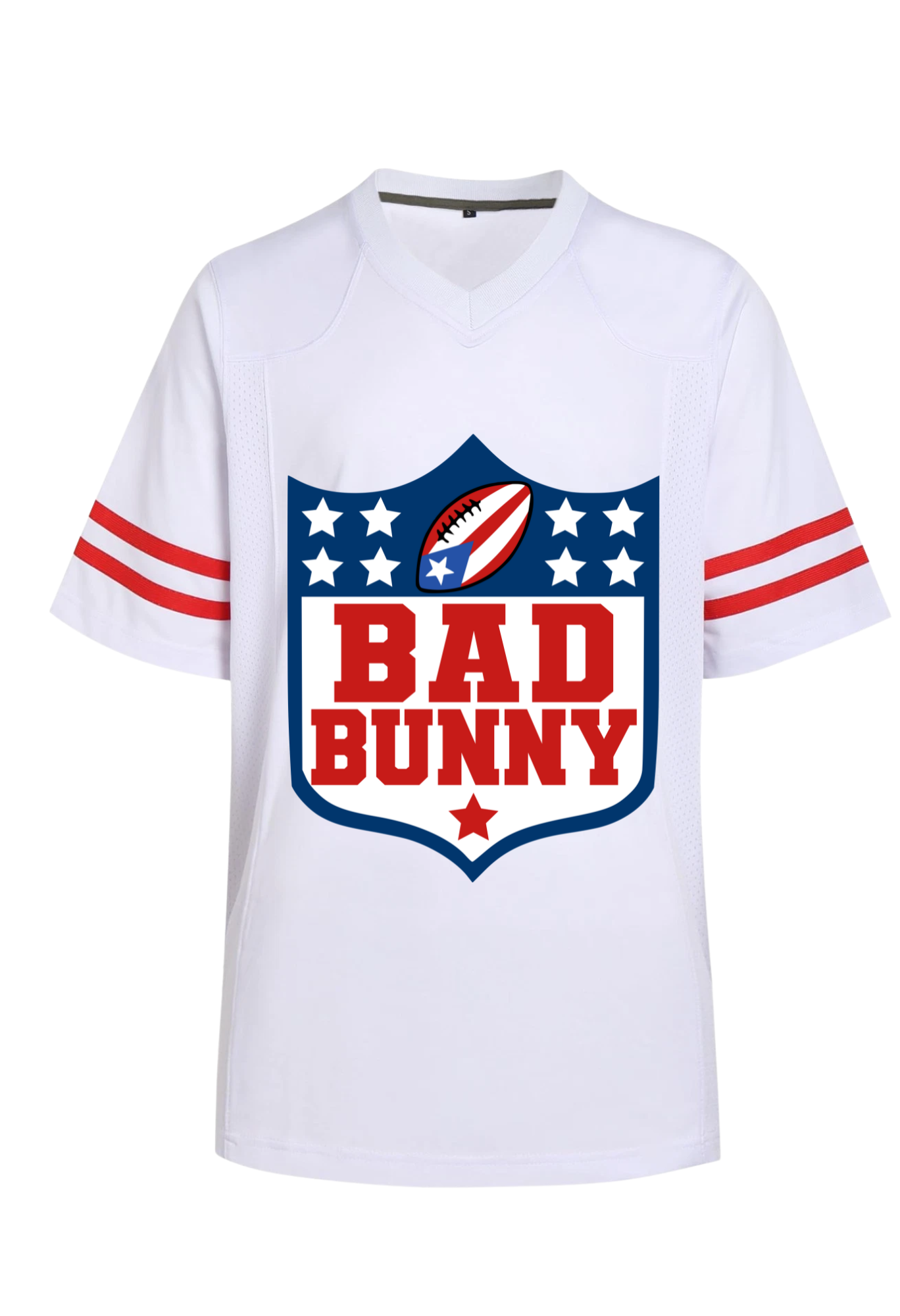 Bad Bunny Super Bowl Jersey (Blue/Red) - Uneek Boutique by Dee