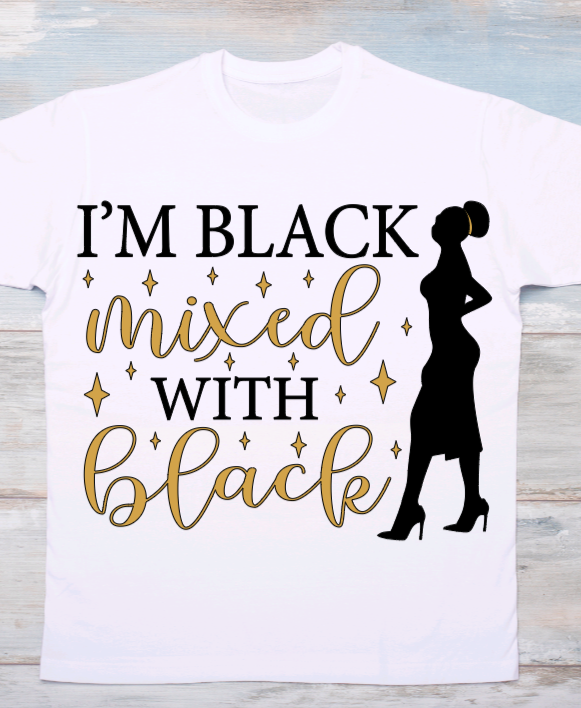 Black Mixed with Black Graphic T-Shirt