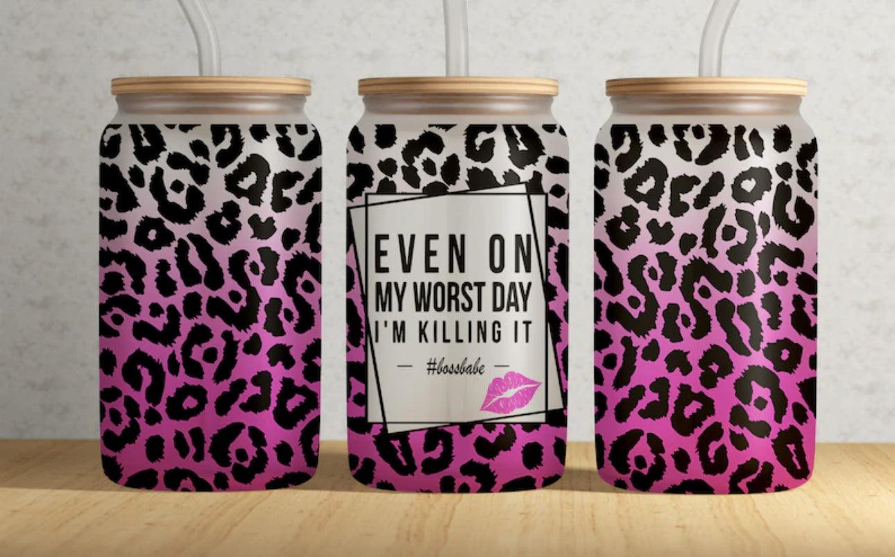Boss Babe 24oz Glass Tumbler - Uneek Boutique by Dee
