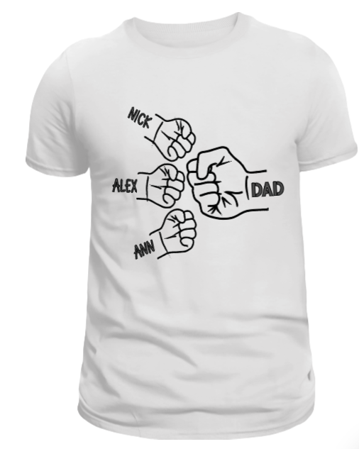 Custom Fists with Child Names Dad Shirt - Uneek Boutique by Dee