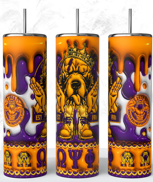 Omega Psi Phi Que Dawg 20oz Stainless Steel Tumblee