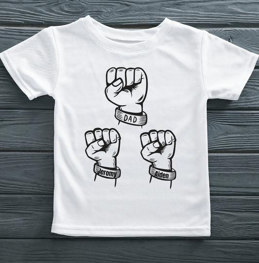 Dad plus Kids Fists Personalized Graphic T-Shirt - Uneek Boutique by Dee