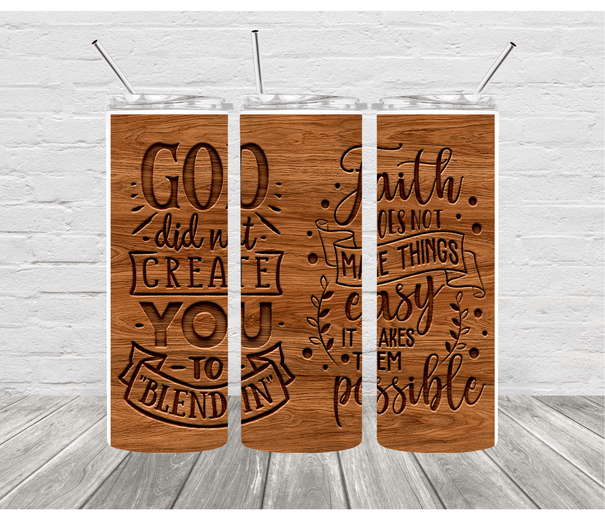 Faith Makes Things Possible 20 oz Skinny Stainless Steel Tumbler - Uneek Boutique by Dee