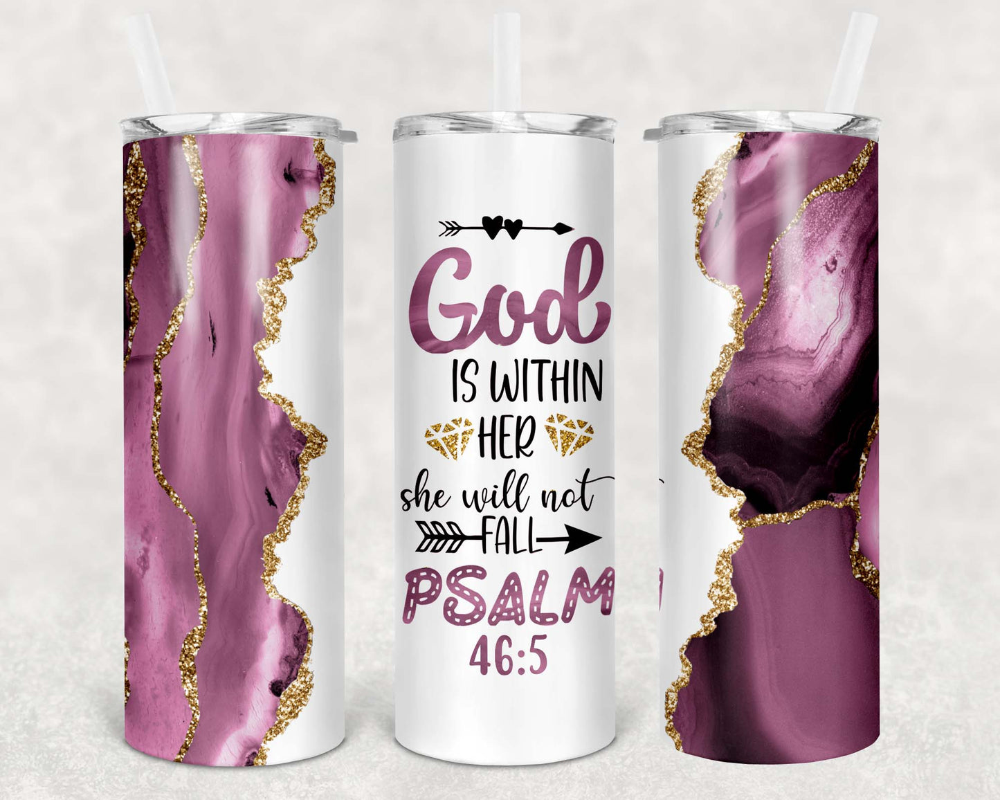 God is Within Her 20 oz Skinny Stainless Steel Tumbler