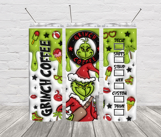 Grinch Coffee 20 oz Skinny Stainless Steel Tumbler