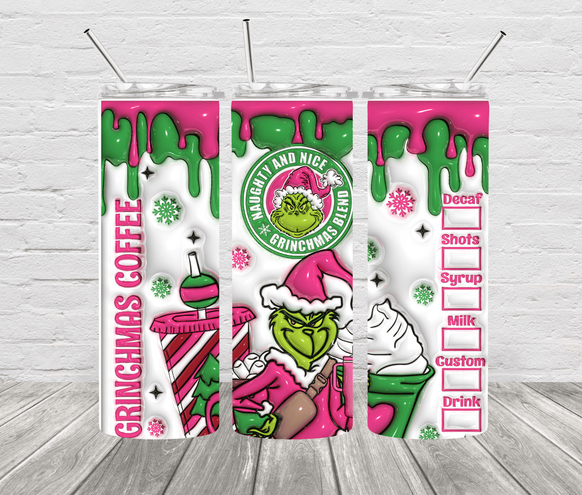 Grinchmas 20 oz Skinny Stainless Steel Tumbler - Uneek Boutique by Dee