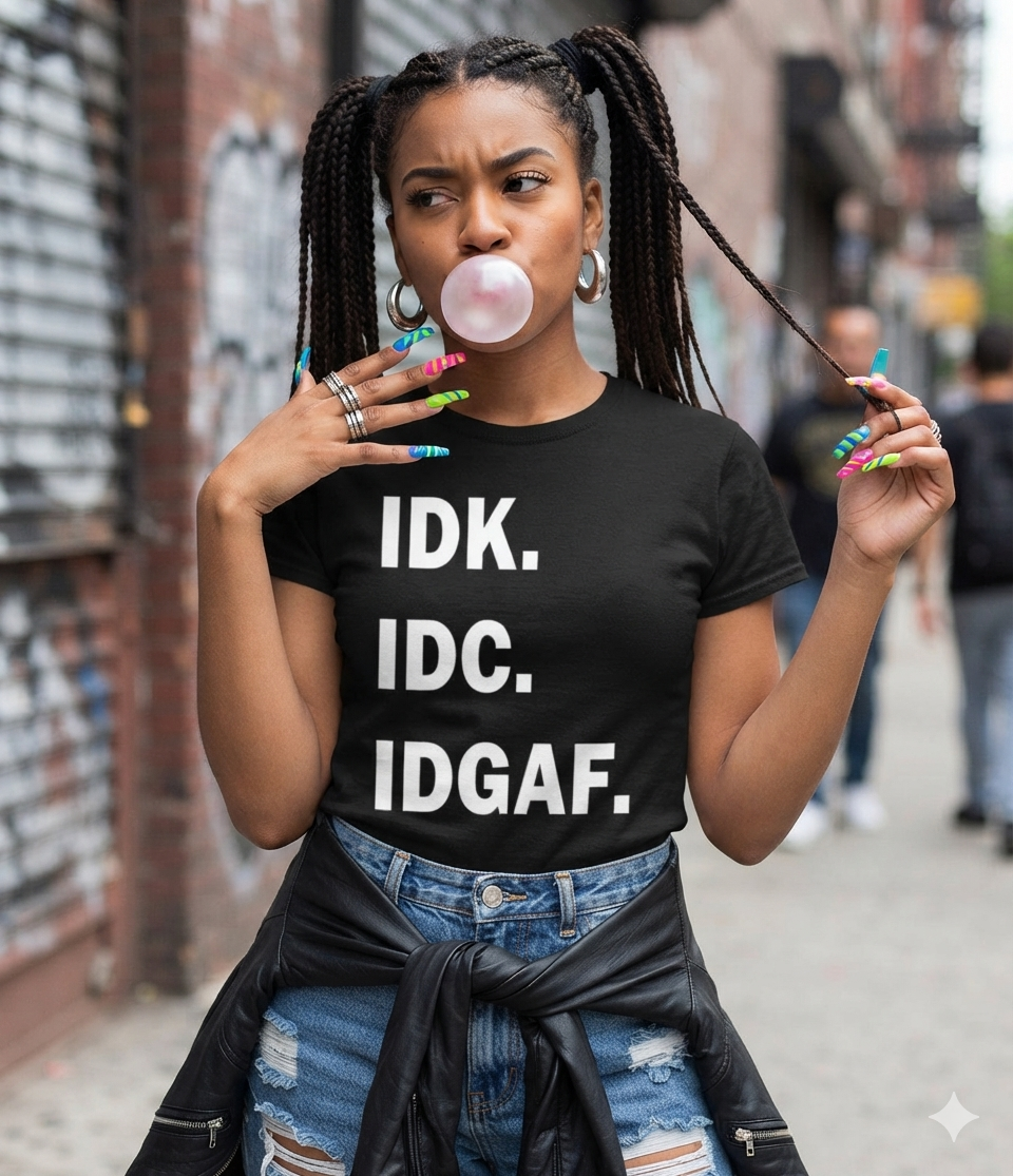 IDK.  IDC. IDGAF. Graphic T-Shirt - Uneek Boutique by Dee