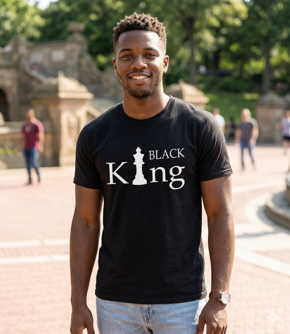 Black King Chess Piece Graphics T-Shirt - Uneek Boutique by Dee