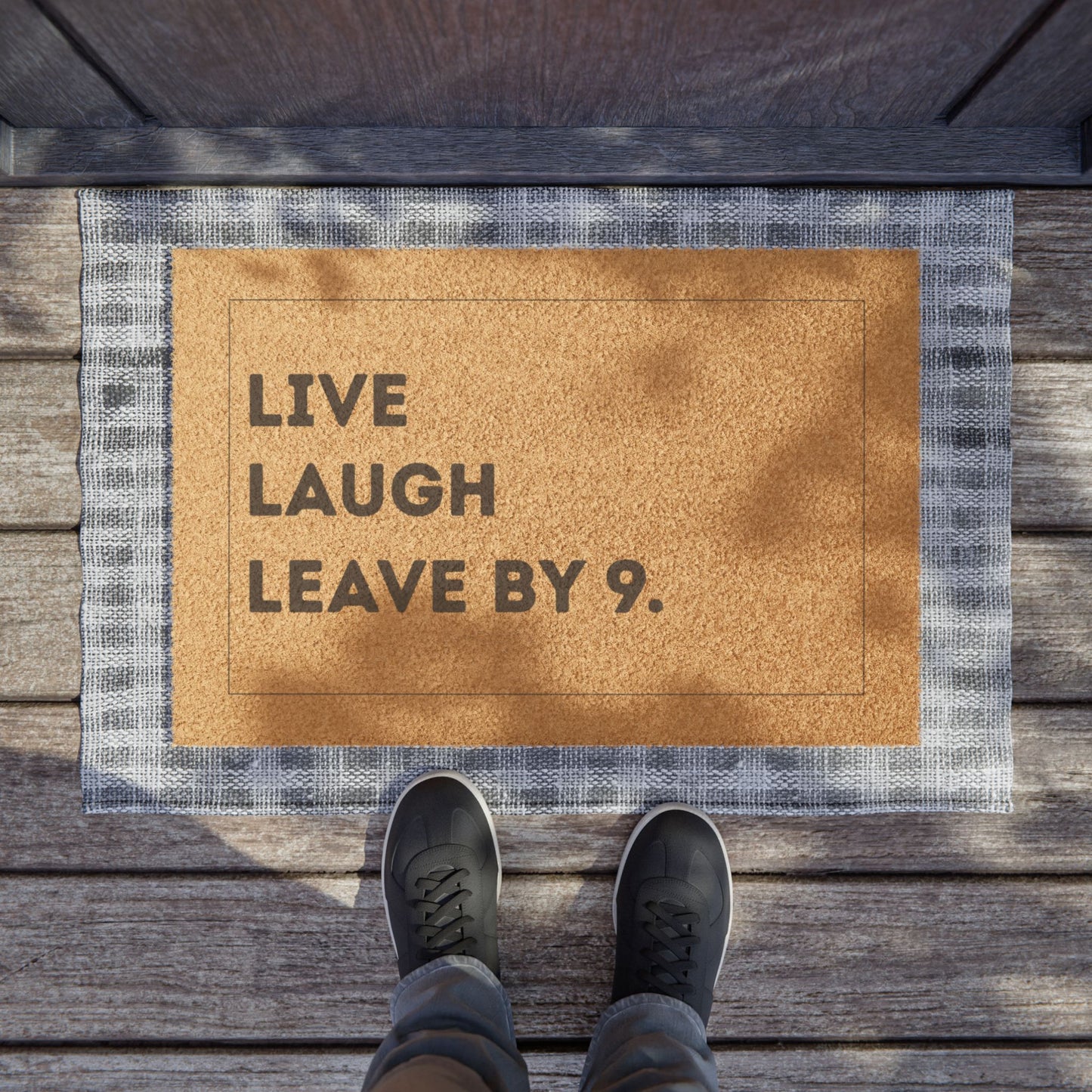 Doormat — "Live Laugh Leave by 9." Funny Natural Coir Welcome Mat - Uneek Boutique by Dee