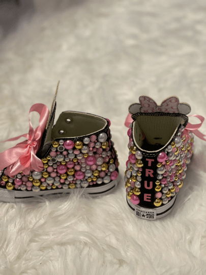 Minnie Mouse Bling Custom Black/Pink Converse Sneakers (Copy) - Uneek Boutique by Dee