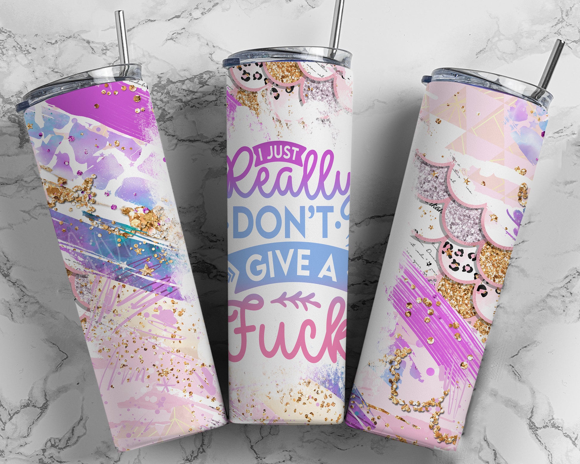 I Really Don't Give a F*ck 20 oz Skinny Stainless Steel Tumbler - Uneek Boutique by Dee