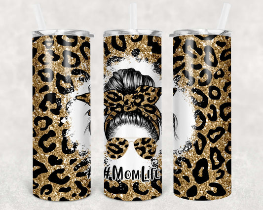 Mom Life Leopard Print 20 oz Skinny Stainless Steel Tumbler - Uneek Boutique by Dee