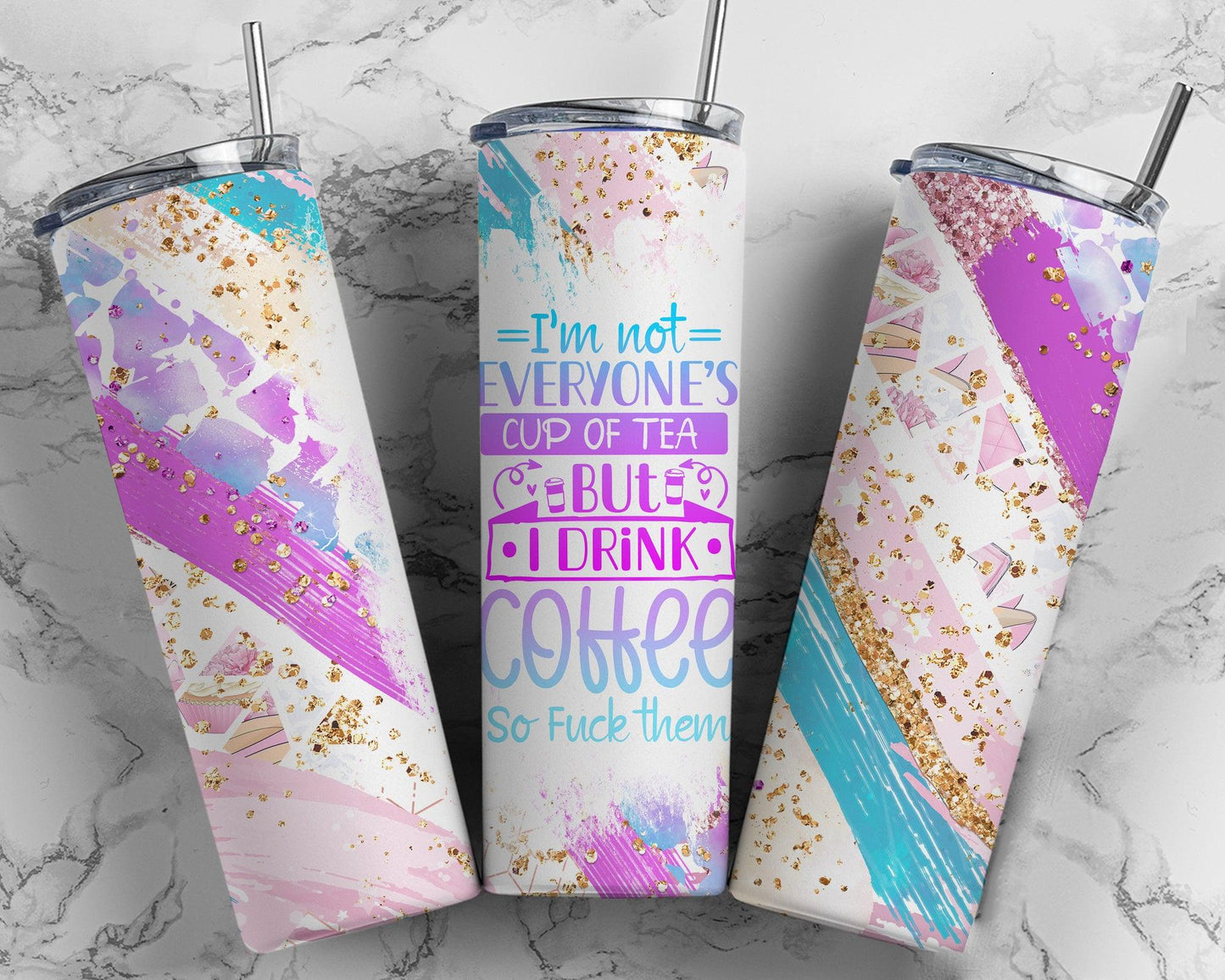 Coffee over Tea 20 oz Skinny Stainless Steel Tumbler - Uneek Boutique by Dee