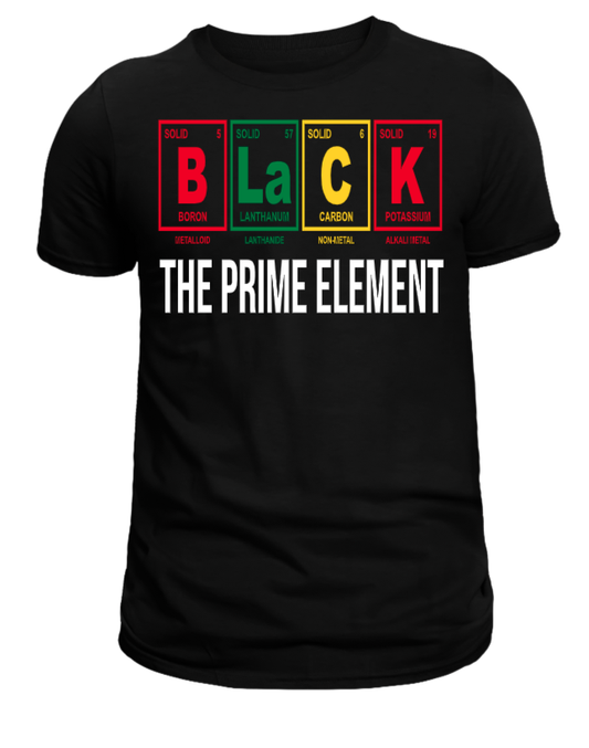 Black the Prime Element Unisex Graphic T-Shirt