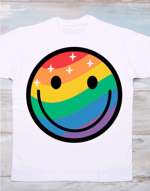 Happy Face Rainbow Pride LGBTQ Graphic T-Shirt