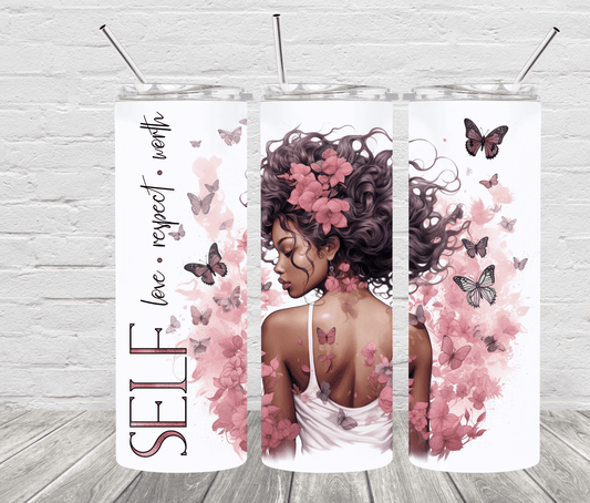 Self Love Respect Worth 20oz Stainless Steel Tumbler - Uneek Boutique by Dee