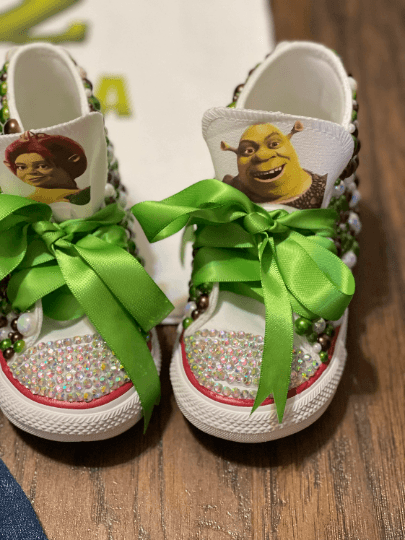 Shrek Bling Custom Converse Sneakers - Uneek Boutique by Dee